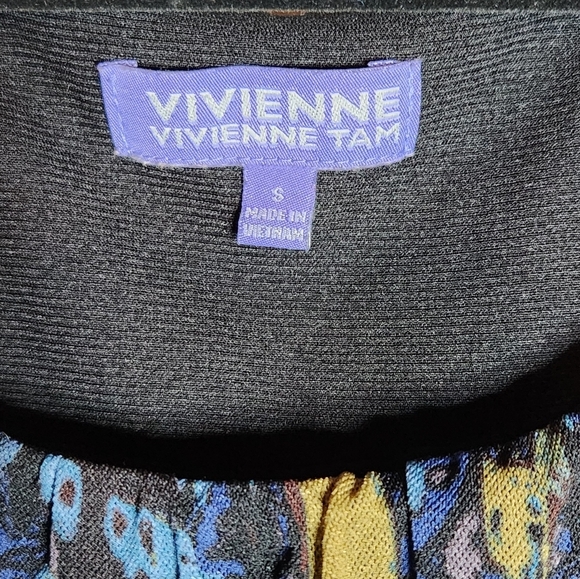 Vivienne Tam City Scape High Low Blue Combo Shift Dress Size S Flowy Spring - Picture 5 of 5